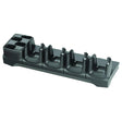 Zebra CRD-MC33-4SC4BC-01, a black 4-slot charging cradle with a 4-slot battery charger for the MC3300/MC3400 series of mobile computers.