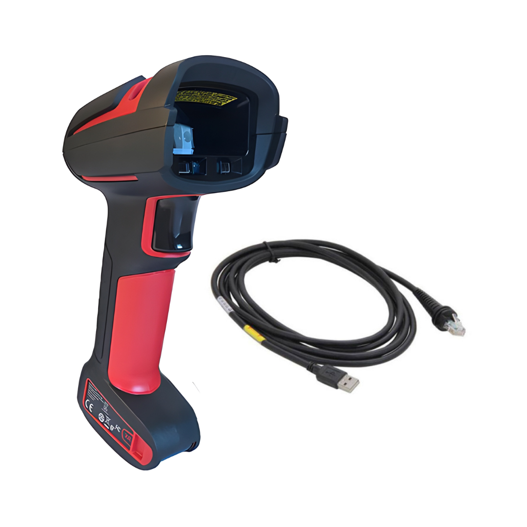 Honeywell Granit XP 1990IXLR-3USB-N ultra-long range corded barcode scanner kit with USB cable, featuring 1990IXLR-3-N scanner