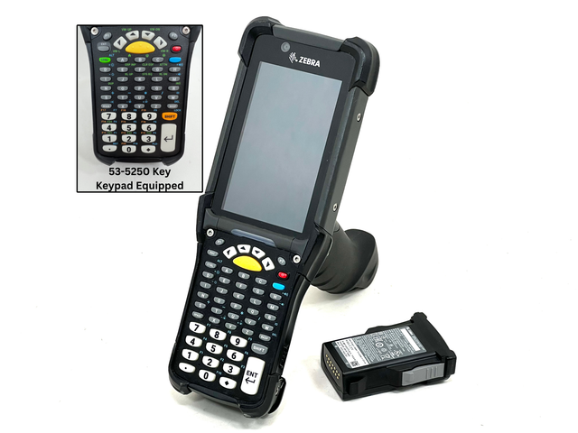 Zebra MC930B-GSEGG4NA ultra-rugged MC9300 gun-style handheld mobile computer with 53-5250 key keypad.