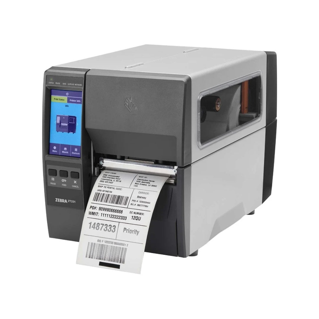 Zebra ZT231 203 dpi thermal transfer barcode printer (ZT23142-T01000FZ) with USB, Serial, Ethernet, and Bluetooth