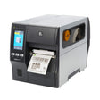 Zebra ZT411 industrial barcode printer, part number ZT41142-T010000Z, with 4-inch print width and color touchscreen.