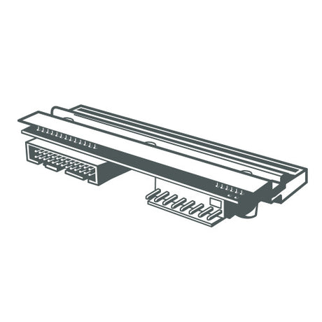 Diagram of a Zebra ZT410/ZT411 printhead with connectors on a white background.