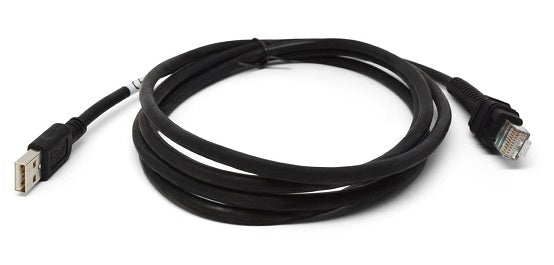 Black Zebra USB to Ethernet cable on a white background