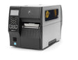 Zebra ZT410 industrial barcode label printer, part number ZT41043-T010000Z, with 300 dpi resolution and metal frame.