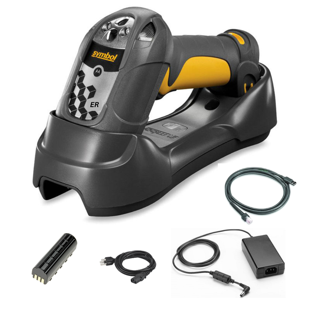 Zebra DS3578-ER complete kit with accessories on a white background.