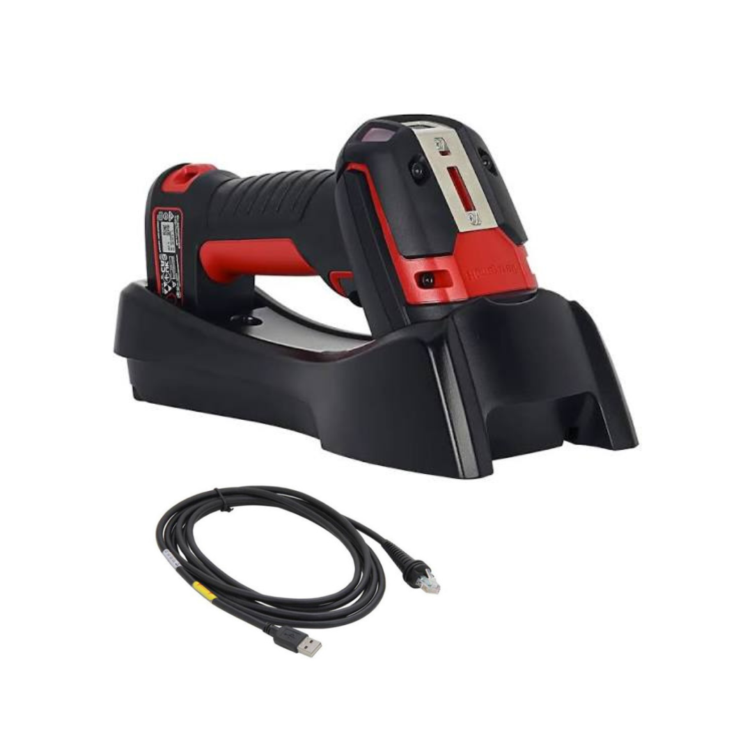 Honeywell Granit XP 1991IXLR (ultra-long range) cordless barcode scanner kit inverted view