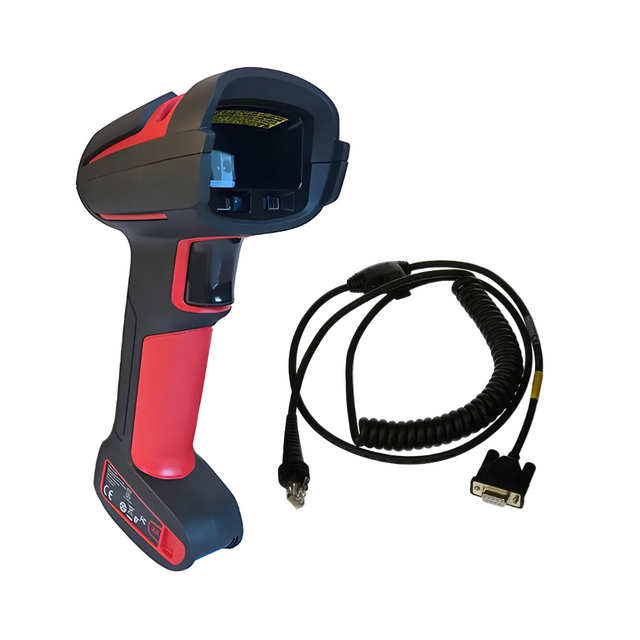Honeywell Granit XP 1990IXLR-3SER-N ultra-long range corded barcode scanner kit with serial cable, featuring 1990IXLR-3-N scanner