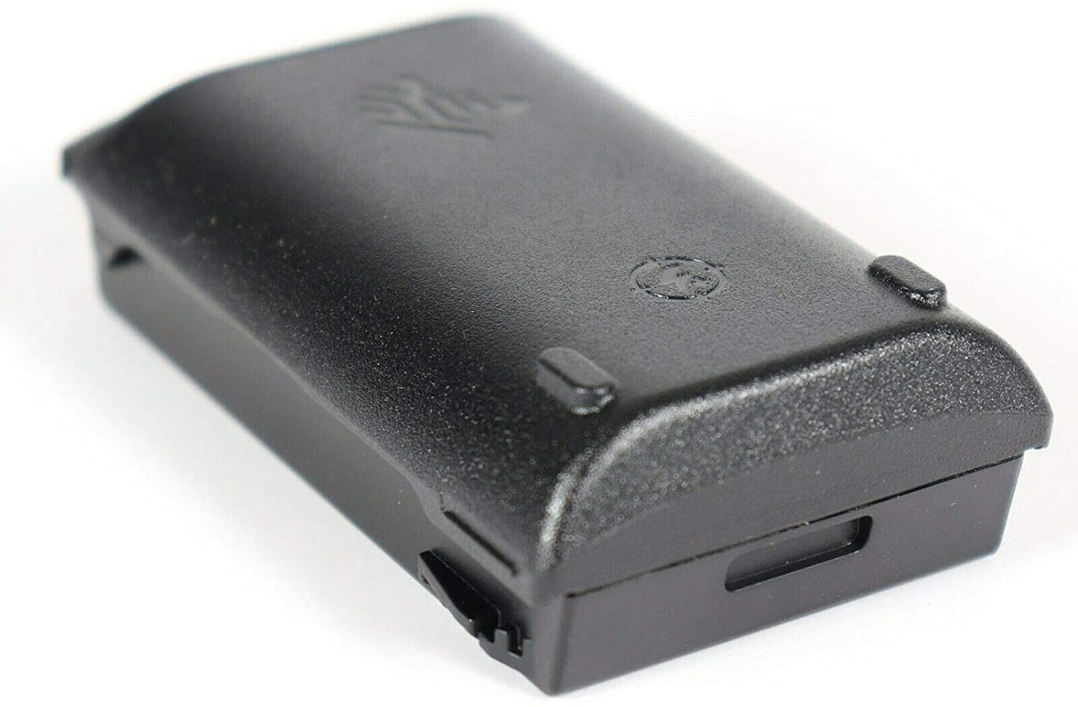 The matte black plastic side of the Zebra BTRY-MC33-52MA-01 high-capacity battery pack, showing its smooth texture.