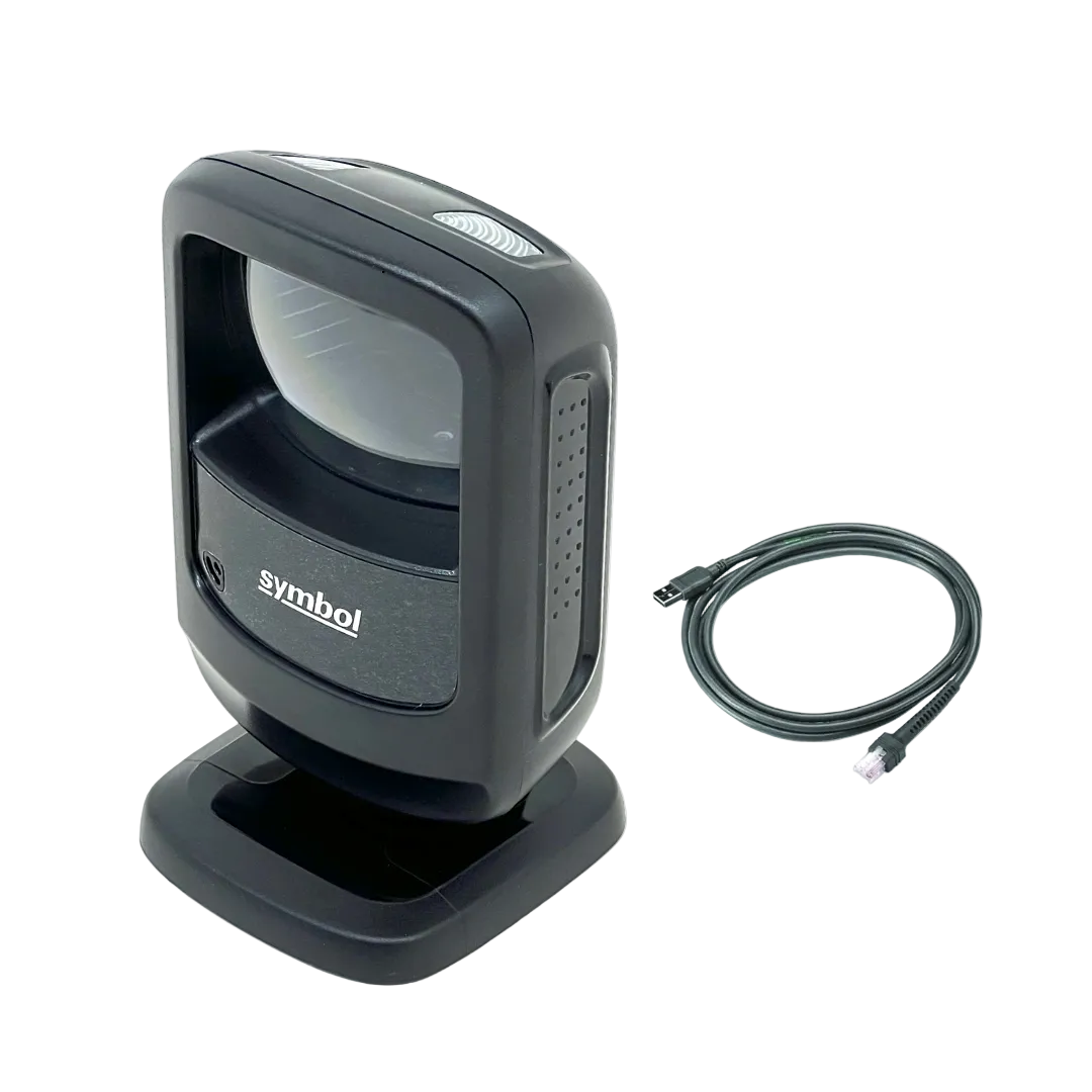 Zebra Symbol Motorola DS9208-SR00004NNWW Scanner with USB Cable Included facing left